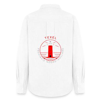 Texel Leuchtturm Koordinaten Shirt - Frauen Oxford Hemd - Weiß - Hinten - AI Model Female 172 light (172cm)