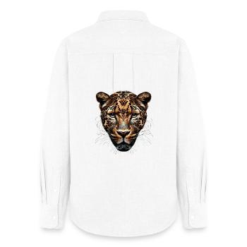 Leopard Panther Big Cat Cat Panther Leopard - Women's Oxford Shirt - white - Back - AI Model Female 172 light (172cm)