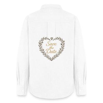 Save the Date Herz mit Diamant – Hochzeit 2025 - Frauen Oxford Hemd - Weiß - Hinten - AI Model Female 172 light (172cm)
