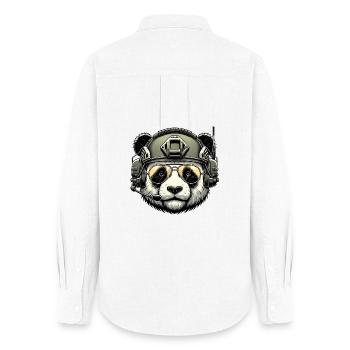 Panda Military Army Design - Women's Oxford Shirt - white - Back - AI Model Female 172 light (172cm)