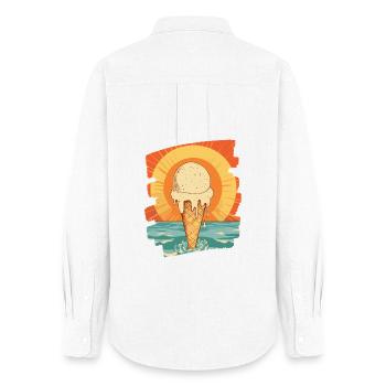 cream and cream scoop summer sunset - Women's Oxford Shirt - white - Back - AI Model Female 172 light (172cm)