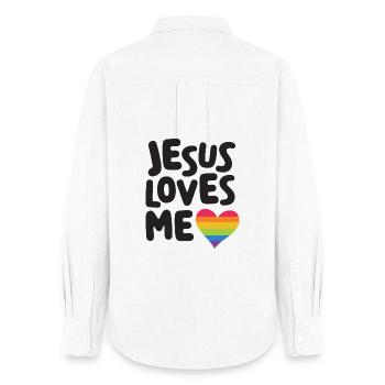 LGBT Pride Month - Jesus Loves Me - Women's Oxford Shirt - white - Back - AI Model Female 172 light (172cm)