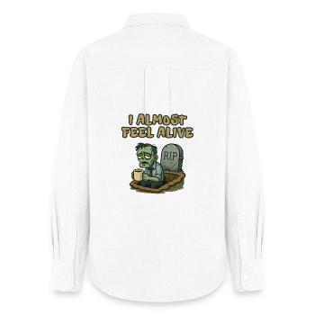 Je me sens presque vivant, zombie - Chemise Oxford Femme - blanc - Dos - AI Model Female 172 light (172cm)