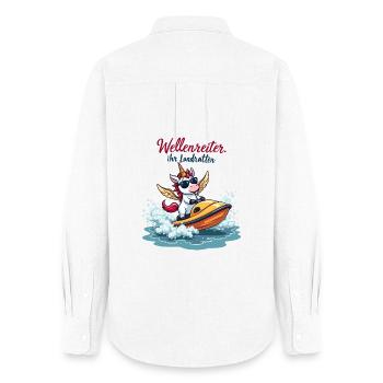 Surfeur Licorne - Chemise Oxford Femme - blanc - Dos - AI Model Female 172 light (172cm)