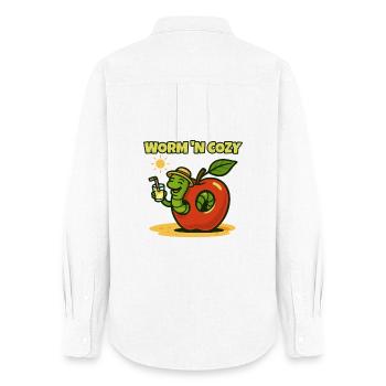 Worm 'N Cozy Sunshine Fruit Lounge - Frauen Oxford Hemd - Weiß - Hinten - AI Model Female 172 light (172cm)