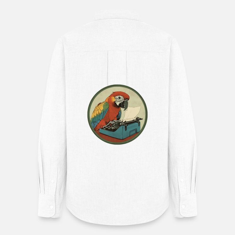 Parrot with typewriter – Feather-light and creative - Women's Oxford Shirt - white