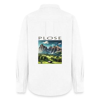 Plose Dolomites Tyrol Vacances Alpinisme Randonnée - Chemise Oxford Femme - blanc - Dos - AI Model Female 172 light (172cm)