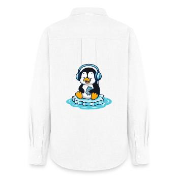 Pingouin mélomane avec des écouteurs - Chemise Oxford Femme - blanc - Dos - AI Model Female 172 light (172cm)