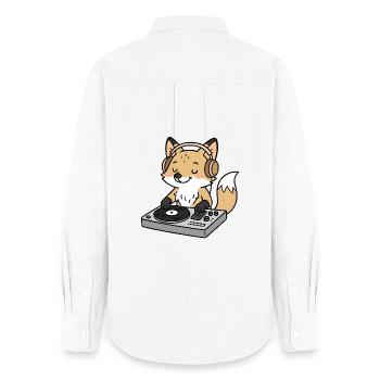 Ein Fuchs als DJ mit Kopfhörern am Mischpult - Frauen Oxford Hemd - Weiß - Hinten - AI Model Female 172 light (172cm)