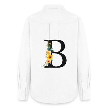 B Monogramm, Floral, personalisierbar - Frauen Oxford Hemd - Weiß - Hinten - AI Model Female 172 light (172cm)