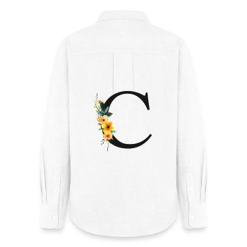 C Monogramm, Floral, personalisierbar - Frauen Oxford Hemd - Weiß - Hinten - AI Model Female 172 light (172cm)