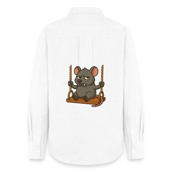 Mürrische Maus Ratte Schaukeln Genervt Angry - Frauen Oxford Hemd - Weiß - Hinten - AI Model Female 172 light (172cm)