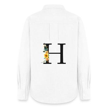 H Monogramm, Floral, personalisierbar - Frauen Oxford Hemd - Weiß - Hinten - AI Model Female 172 light (172cm)