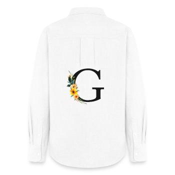 G Monogramm, Floral, personalisierbar - Frauen Oxford Hemd - Weiß - Hinten - AI Model Female 172 light (172cm)