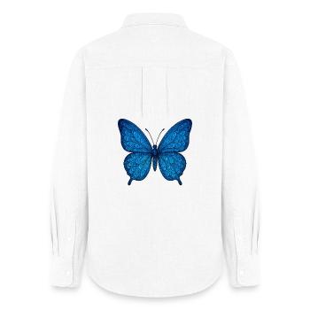Blauer Schmetterling - Frauen Oxford Hemd - Weiß - Hinten - AI Model Female 172 light (172cm)