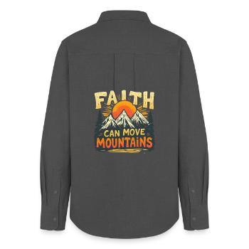 FAITH CAN MOVE MOUNTAINS - Frauen Oxford Hemd - Anthrazit - Hinten - AI Model Female 172 light (172cm)