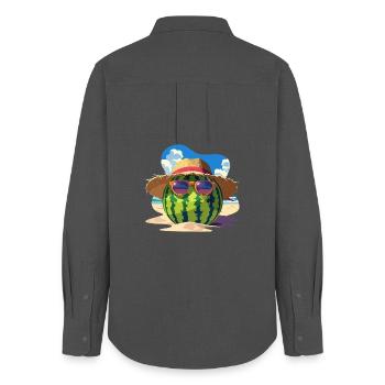 Watermelon Summer Cool Sweetness on the Beach - Women's Oxford Shirt - anthracite - Back - AI Model Female 172 light (172cm)