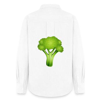 Brocoli vert vif dans un style bande dessinée élégant - Chemise Oxford Femme - blanc - Dos - AI Model Female 172 light (172cm)