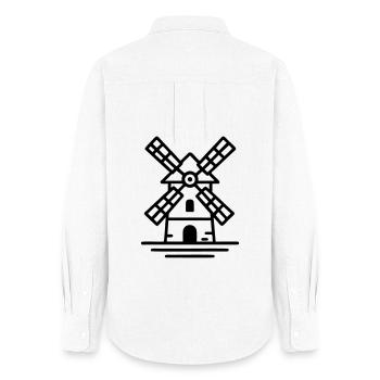 logo moulin artisan boulanger - Chemise Oxford Femme - blanc - Dos - AI Model Female 172 light (172cm)
