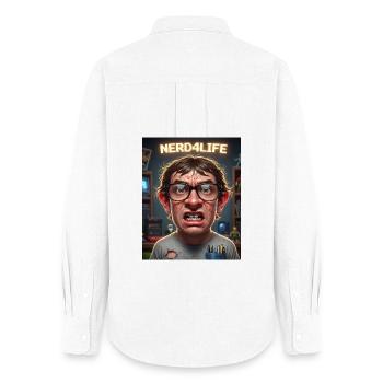 Nerd4Life Pixel Style Druck - Frauen Oxford Hemd - Weiß - Hinten - AI Model Female 172 light (172cm)