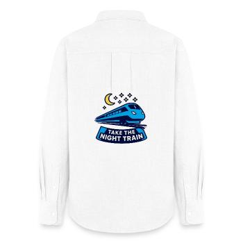 Nachtzug – Prendre le train de nuit - Chemise Oxford Femme - blanc - Dos - AI Model Female 172 light (172cm)