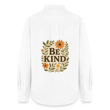 Fleur gentille Message Soyez gentil - Chemise Oxford Femme - blanc - Dos - AI Model Female 172 light (172cm)