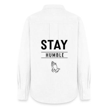 Restez humble Prière Mains Graphique - Chemise Oxford Femme - blanc - Dos - AI Model Female 172 light (172cm)