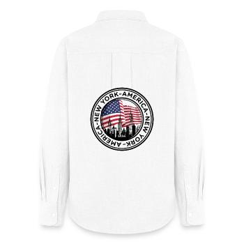 American Skyline with Flag Embrace - Women's Oxford Shirt - white - Back - AI Model Female 172 light (172cm)