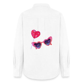 Lollipop Heart Love Design - Women's Oxford Shirt - white - Back - AI Model Female 172 light (172cm)