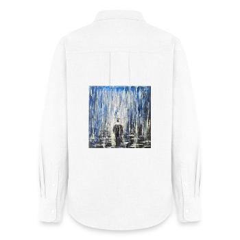 Paysage urbain abstrait avec atmosphère de nuit pluvieuse - Chemise Oxford Femme - blanc - Dos - AI Model Female 172 light (172cm)