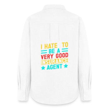 Humorous Insurance Agent Quote Design - Women's Oxford Shirt - white - Back - AI Model Female 172 light (172cm)