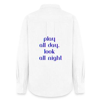 Conception de citation de texte au néon vibrant - Chemise Oxford Femme - blanc - Dos - AI Model Female 172 light (172cm)