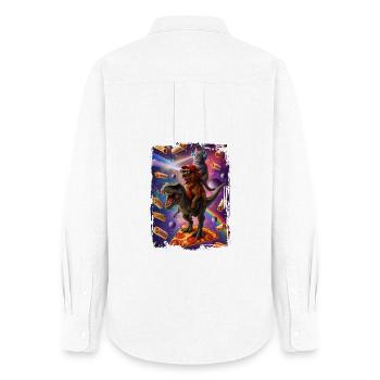 Futuristic Animal Adventures Aztec Pizza - Women's Oxford Shirt - white - Back - AI Model Female 172 light (172cm)