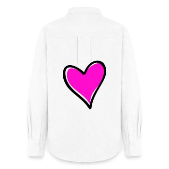 Motif cœur rose vif - Chemise Oxford Femme - blanc - Dos - AI Model Female 172 light (172cm)