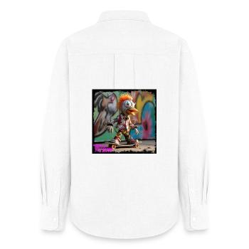 Street art artist doll skate figure comic urban - Women's Oxford Shirt - white - Back - AI Model Female 172 light (172cm)