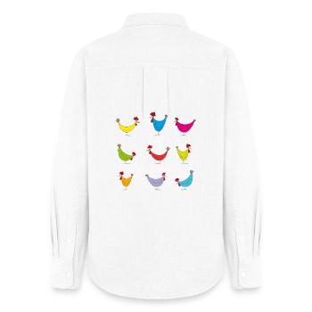 Bunte Hühner Fröhliches Muster - Frauen Oxford Hemd - Weiß - Hinten - AI Model Female 172 light (172cm)
