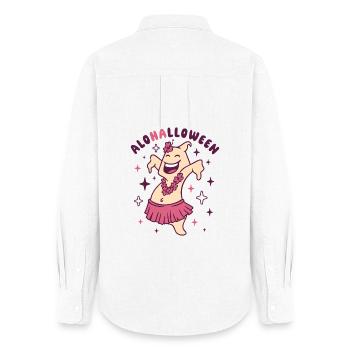 Halloween Drôle fantôme en jupe Hula - Chemise Oxford Femme - blanc - Dos - AI Model Female 172 light (172cm)