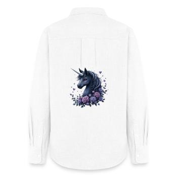 Mysterious unicorn with roses in lilac tones - Women's Oxford Shirt - white - Back - AI Model Female 172 light (172cm)