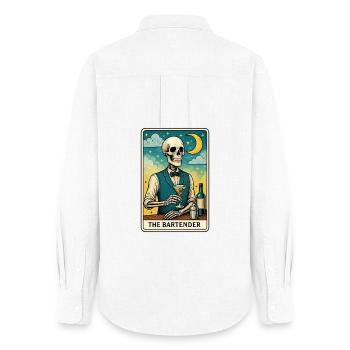 Barman squelette avec ciel lunaire - Chemise Oxford Femme - blanc - Dos - AI Model Female 172 light (172cm)