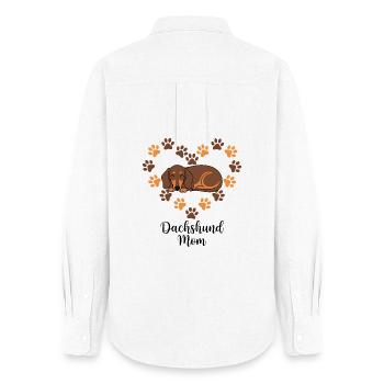 Dachshund Mom Pfotenherz Illustration - Frauen Oxford Hemd - Weiß - Hinten - AI Model Female 172 light (172cm)