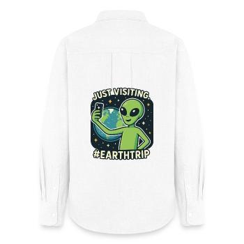 Alien Selfie with Earth - Women's Oxford Shirt - white - Back - AI Model Female 172 light (172cm)