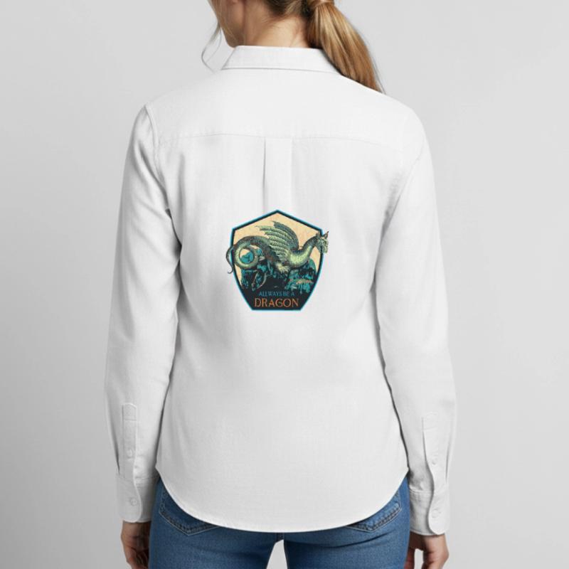 Mythical Dragon Crest and Magic Elements Women's Oxford Shirt