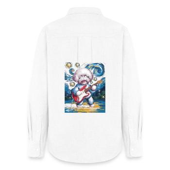 Bichon frisé de la nuit étoilée - Chemise Oxford Femme - blanc - Dos - AI Model Female 172 light (172cm)