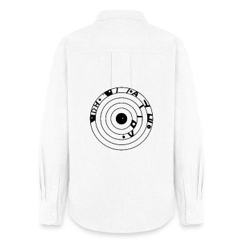 Crop circle de chiffrement cosmique - Chemise Oxford Femme - blanc - Dos - AI Model Female 172 light (172cm)