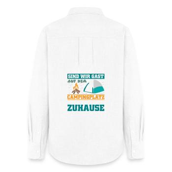 Camper Camping Caravan Saying - Women's Oxford Shirt - white - Back - AI Model Female 172 light (172cm)