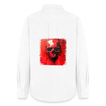 Dunkler Skull Kunstdruck - Frauen Oxford Hemd - Weiß - Hinten - AI Model Female 172 light (172cm)