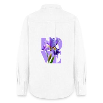 Élégant Iris Violet Design Floral - Chemise Oxford Femme - blanc - Dos - AI Model Female 172 light (172cm)