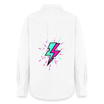 Retro Lightning Bolt Colorful Style - Women's Oxford Shirt - white - Back - AI Model Female 172 light (172cm)