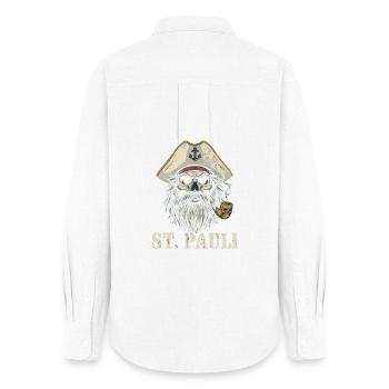 St.Pauli Kiez Hamburg Totenkopf Sankt Pauli - Chemise Oxford Femme - blanc - Dos - AI Model Female 172 light (172cm)