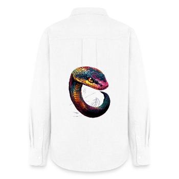 serpent, python, cobra, serpent à sonnettes, serpents - Chemise Oxford Femme - blanc - Dos - AI Model Female 172 light (172cm)